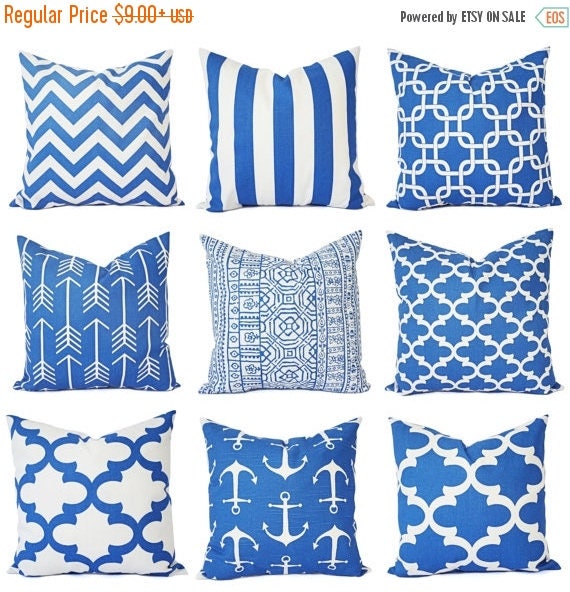 15% OFF SALE Cobalt Blue Pillow Covers Blue Throw Pillows