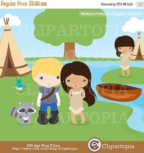 50% OFF SALE Native Princess Digittal Clipart / Princess Clip art for Personal and Commercial Use / Instant download Il_570xn