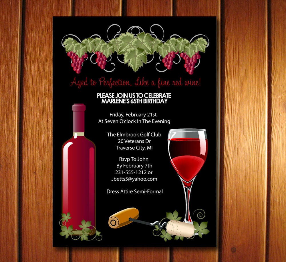 Wine Invitation Wine Party Invite Adult Birthday