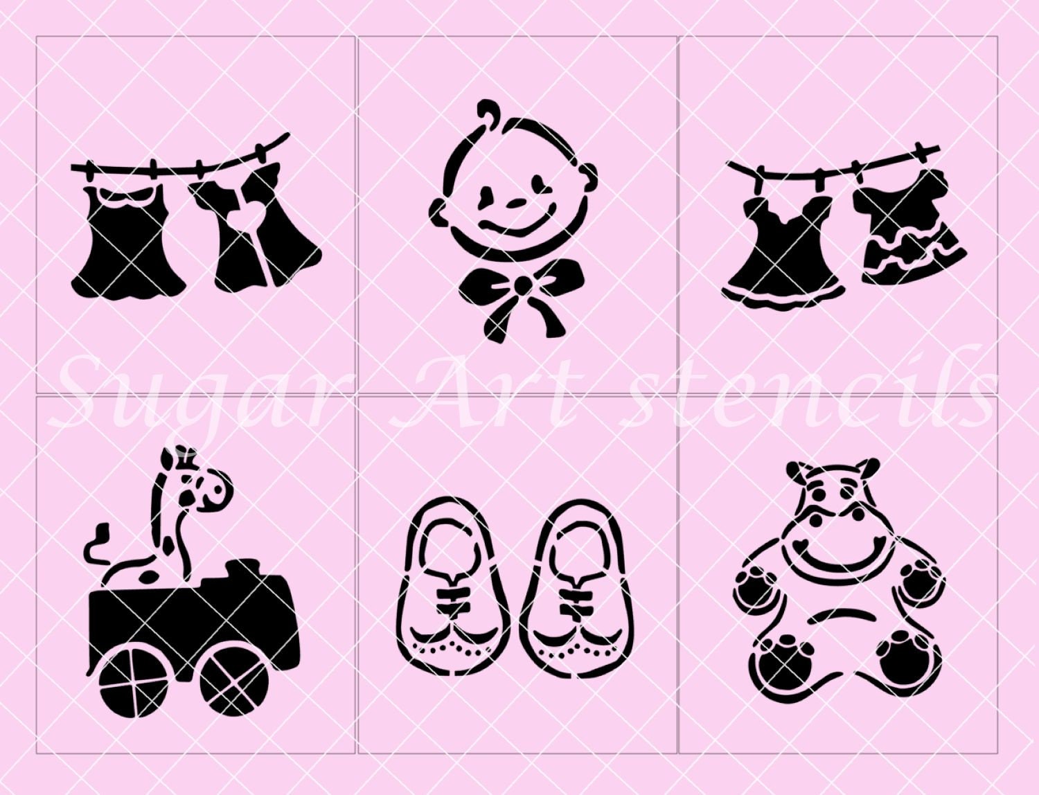 Baby shower Cookie stencils set of 6 designs SL2084