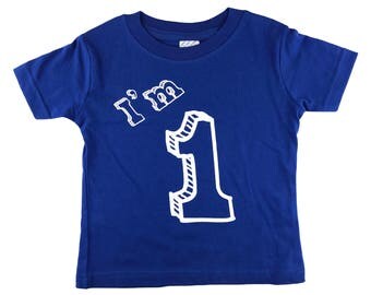 I'm One T Shirt - First Birthday Party 1 Year Old - Royal Blue