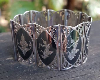 Siam Silver Niello Bracelet. 3.5cm wide. Great Condition