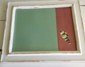 Tableau d'affichage babillard pour écrire sur vitre fait main cadre organisation communication bureau orange blanc plume géométrique aqua