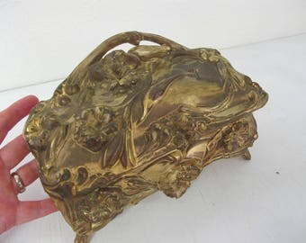 Art Nouveau Jewelry Box Gold Jewelry Box Edwardian Jewelry Box Jewelry Casket Boudouir