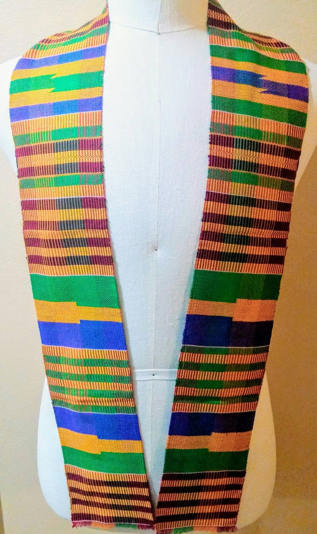 Authentic African Kente Cloth Stole Scarf Made in Ghana