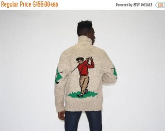 Final SALE - 1950s Chunky Knit Sweater - Cowichan Cardigan Sweater - Vintage 50s Sweater - MO0402