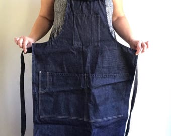 Vintage Heavy Denim Apron Full Work Apon