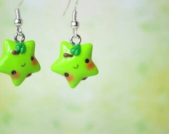 Kawaii Green Apple Stars