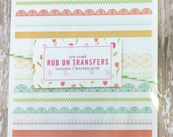 Rub On Transfers Patterned Borders 1 Sheet - Scrapbooking - Journaling - Papercraft - Planner Supplies - Decoration