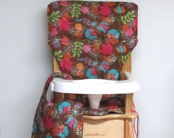 custom eddie bauer wooden high chair pad, fantasy floral with matching bib, replacement cover, kids feeding chair pad, baby furniture, decor