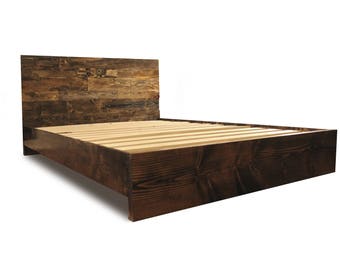 Wood Platform Bed Frame and Headboard | Simple Bed Frame | Bedroom Furniture | Rustic and Modern Bed Frame | Wood Bedroom Furniture