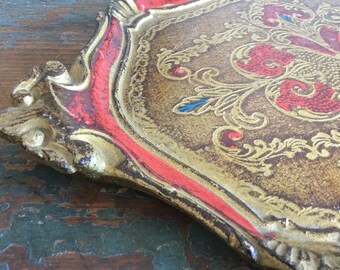 Vintage, Italian, Florentine, Tray, Vanity Tray