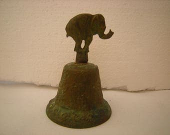 vtge bell-elephant bell-brass bell-shelf decor-display-bell collection-rich patina-