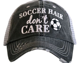 Soccer Hair Don't Care Hat ~ Soccer ~ Soccer Trucker Hat ~ Soccer Hat ~ Soccer Mom Hat ~ Women's Hat ~ Soccer Cap