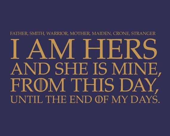 Game Of Thrones Wedding Ceremony Vows