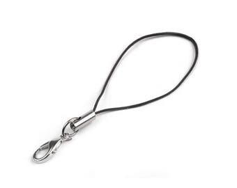 Wrist strap for phone or bag black 50 mm