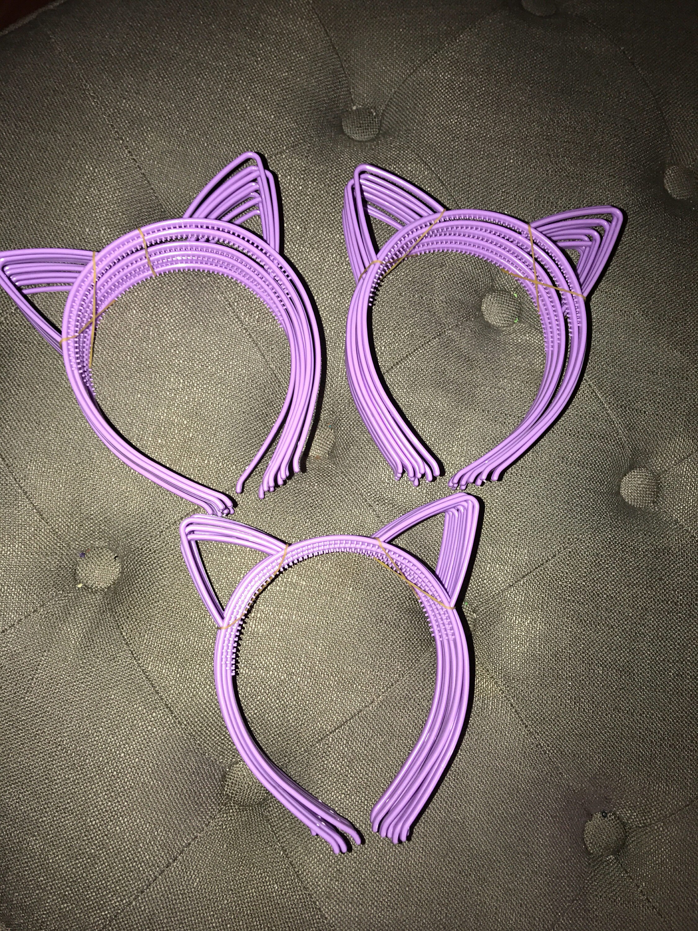 Set of 10 Purple Plastic Cat Ear Headbands Cat Ears Birthday
