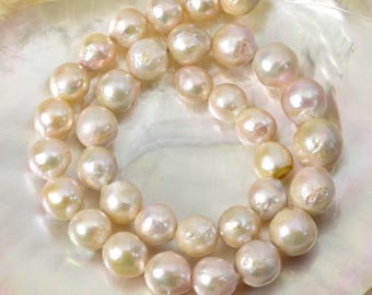 389 ct Kasumi Multi-Color FRESHWATER PEARLS 16.1 inch STRAND Nucleated Baroque