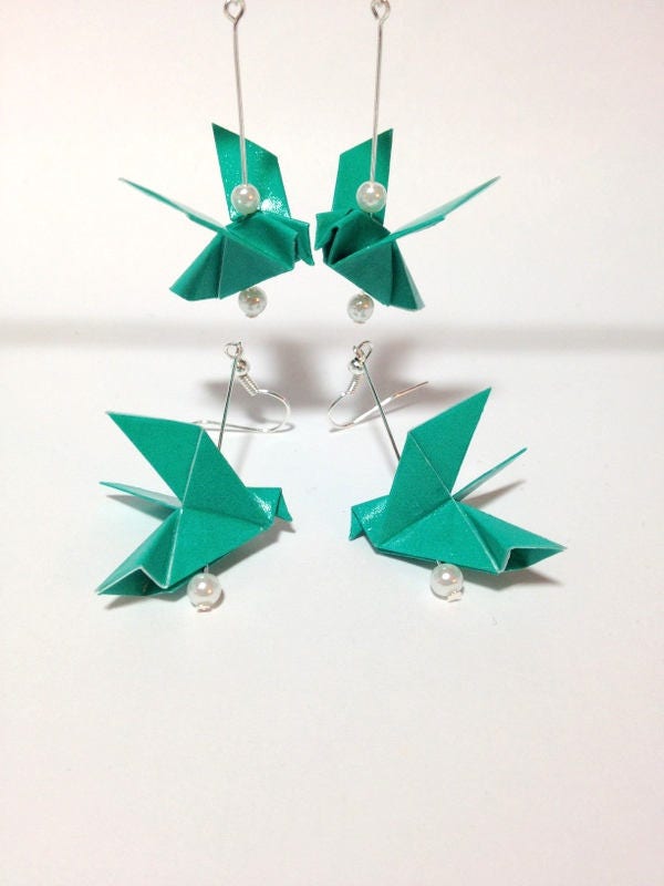 Origami Bird Earrings Origami Earrings Origami Dove