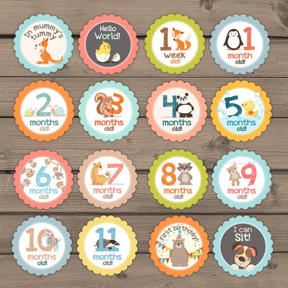 Printable Baby Milestone Stickers Animals Printable Baby