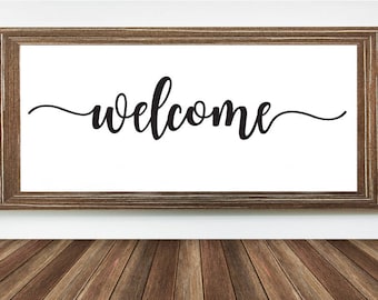 Welcome Wall Decor cursive welcome | etsy Welcome Wall Decor cursive welcome | etsy