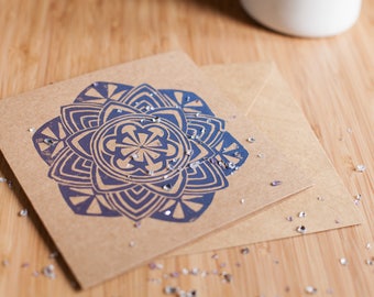 Zendala / Mandala Handprinted Linocut Card