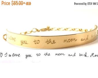 ON SALE Handwriting Bracelet Half cuff bracelet Actual Handwritten Jewelry Signature Personalized engraved bracelet Memorial loved one's wri