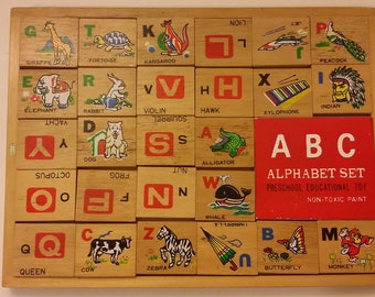 Vintage Preschool Alphabet Block Toy, 1970's