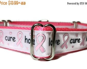 SALE Hope*Love*Cure* Breast Cancer Nylon Dog Collar * 1" Width Only * Buckle Collar * Martingale Collar * Chain Martingale