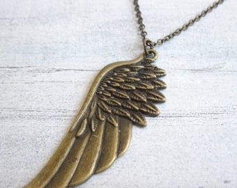 Mens Wing Necklace , Mens Bronze Necklace , Angel Wing Necklace , Mens Necklace , Wing Necklace , Guardian Angel , Mens Jewelry