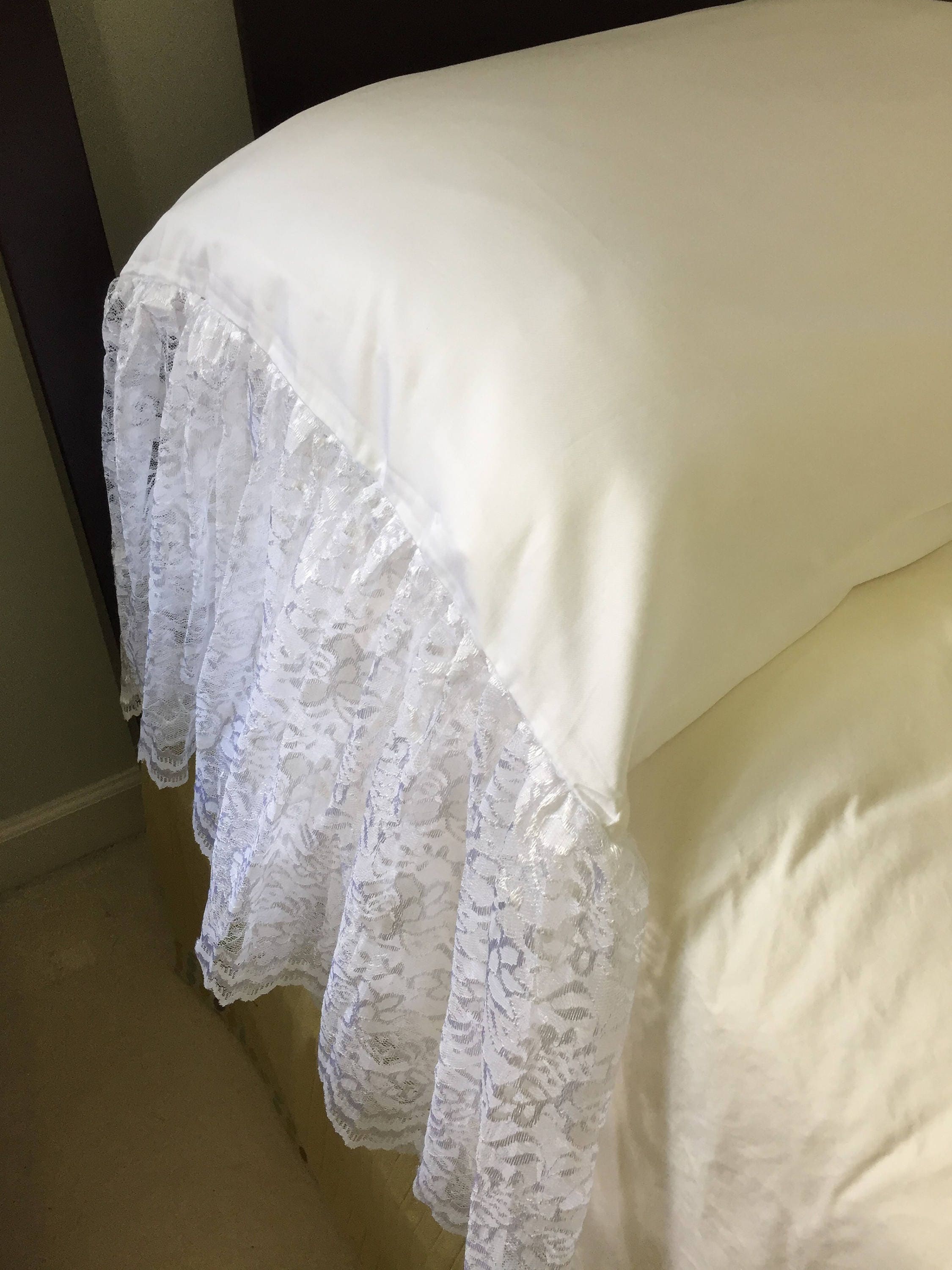 KING RUFFLE LACE Pillowcase Sham 1 White 14 inch Organza