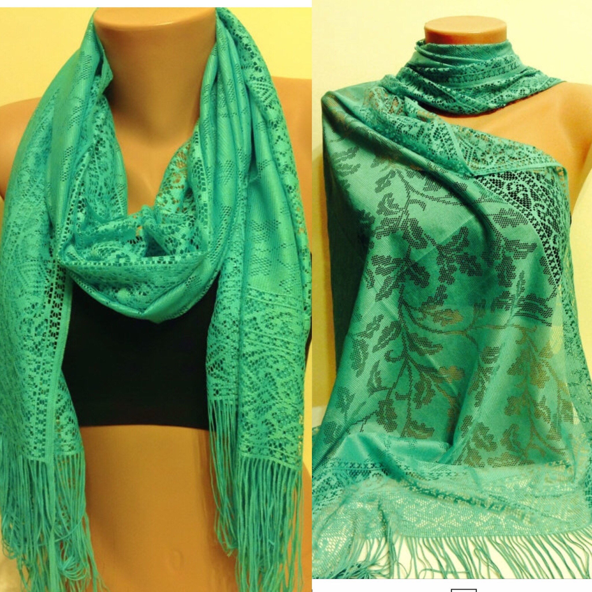 Mint Green Tulle Fringed Scarf Spring Green Scarf Women