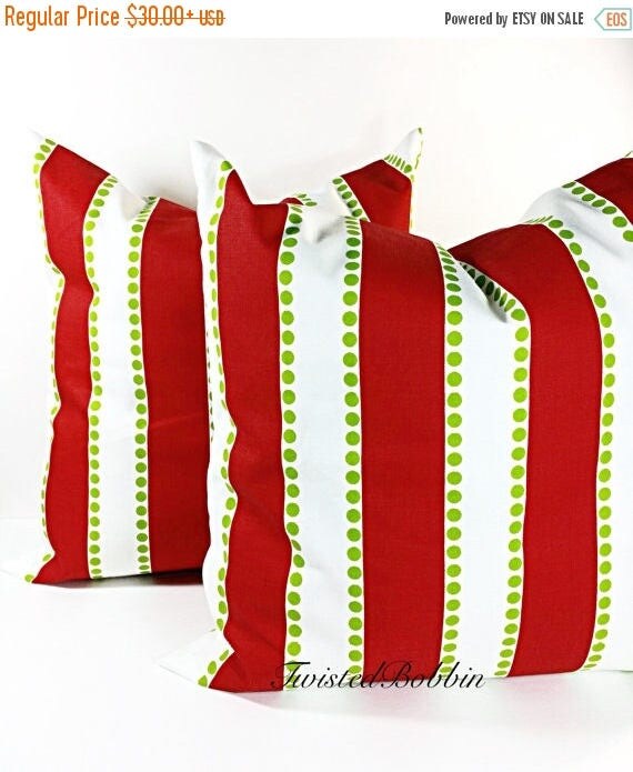 SALE Stripe Red Pillow pillows cover red and White