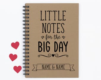 Little Notes for the Big Day, Personalized, 5" x 7" wedding notebook, wedding notes, wedding ideas, wedding details, engagement gift, gift