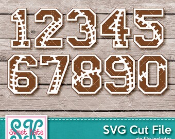 Football Numbers 0-9 SVG dxf EPS png JPG htv Heat Transfer Vinyl Cricut Silhouette Scrapbook Die Cut Sports Sweet Kate Designs