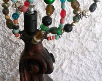 recycled old bed and lamp table lamp day beads