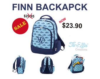 Personalized Finn Backpack, Finn Collection Personalized Backpack, Embroidery, Fish Backpack.