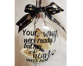 Miscarriage Ornament - Your Wings Were Ready Infant Loss Gift, Baby Memorial Butterfly Christmas Ornament SIDS Personalized Add Name & Date