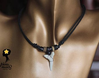 Handmade Real Shark Tooth Necklace, cord surf style necklace, adjustable to all sizes