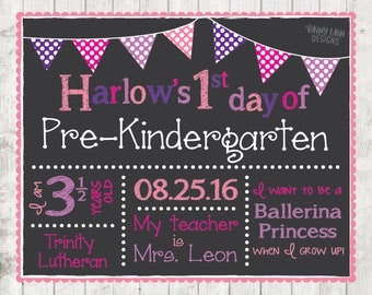 First day of school sign, First day of Pre-K sign, Pre-Kindergarten Chalkboard poster, 1st day of school sign, Back to School Sign Printable