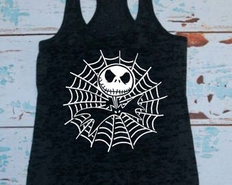 Jack Skellington, T-shirt or Tank Top, Disney, Jack and Sally, Spider Web, Not so scary, Men, Women, Kids, Disney family, Cruise