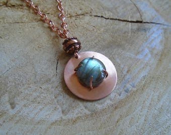 Labradorite on copper necklace / / Bohemian / / nature jewelry
