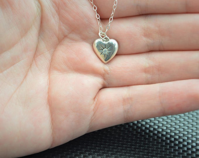 Opal Mothers Necklace, Silver Heart Necklace, Mothers Necklace, Dainty Heart Necklace, Tiny Opal Necklace, October Birthstone, Opal Necklace