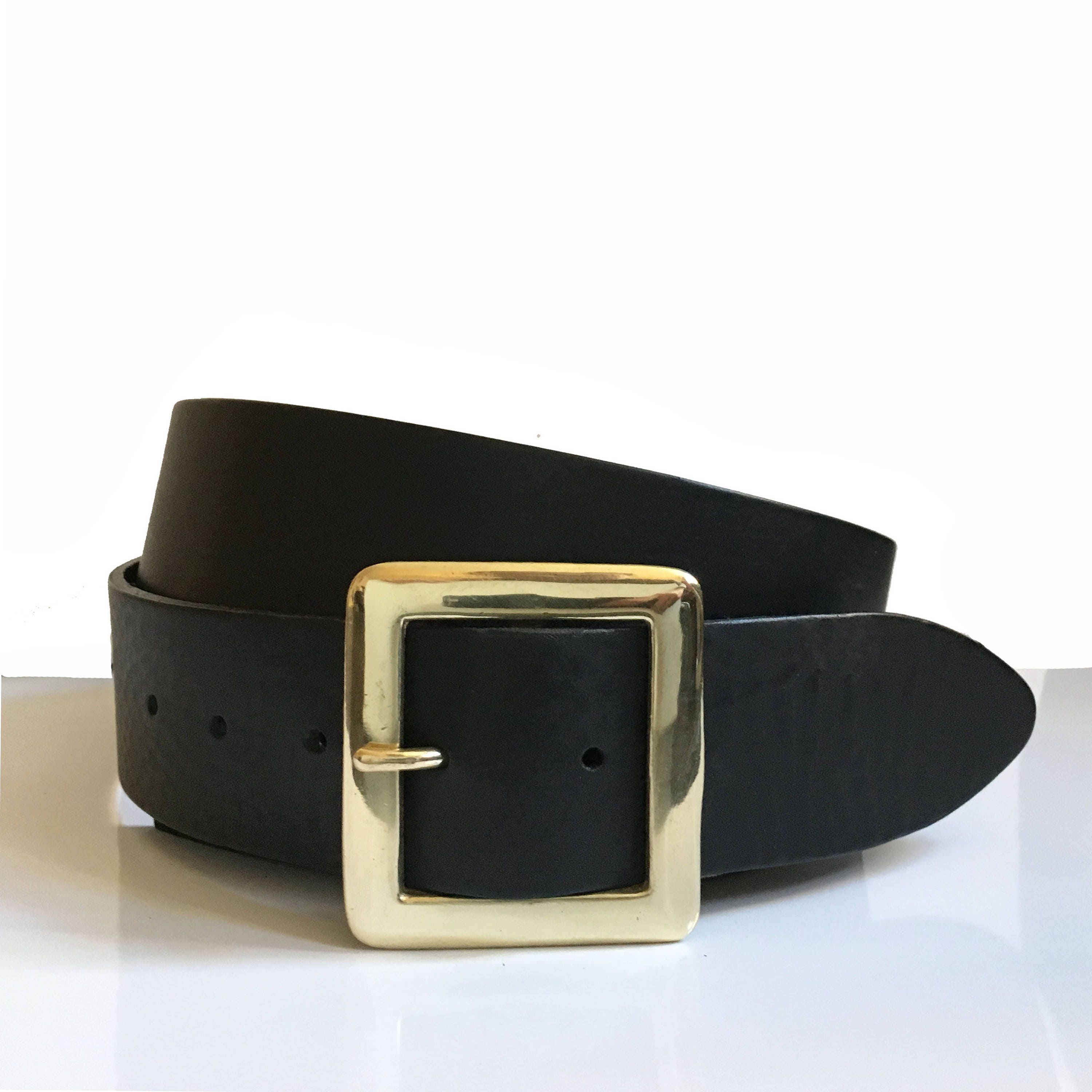 2 Wide Brass Leather Belt 2 Inch Belt Brass Buckle