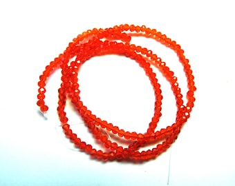 50 ROUND BRIGHT RED CRYSTAL BEADS HAS FACETED 3 MM