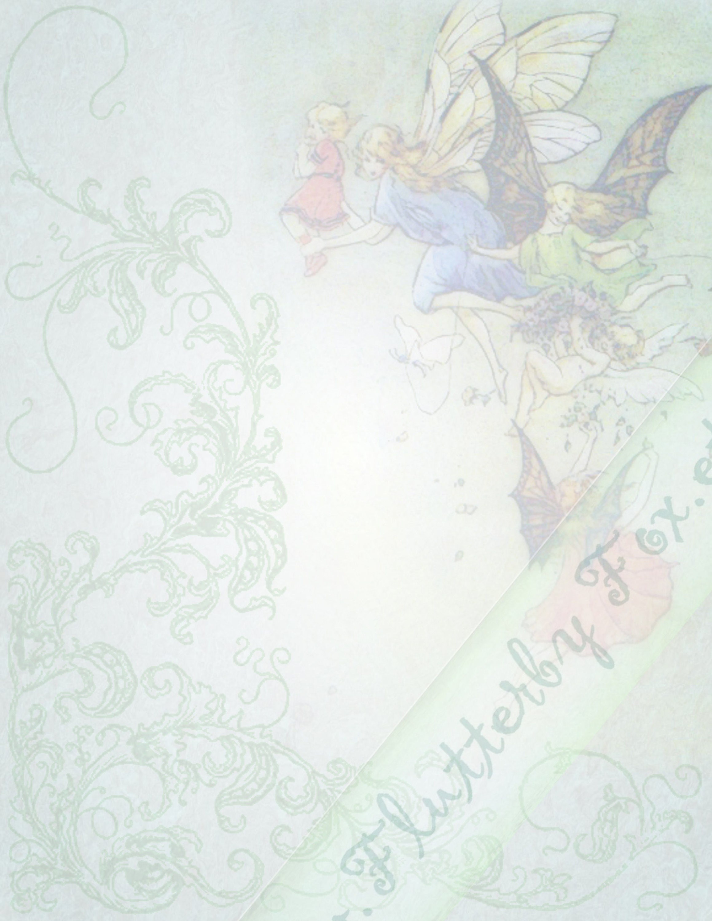 Vintage Fairy Page, Blue Lined Stationery, Fairy Stationery, Fairy