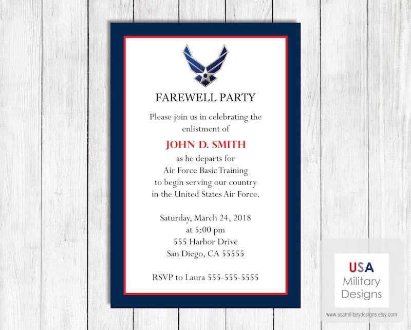 Air Force Farewell Invitation Printable US Air Force Farewell