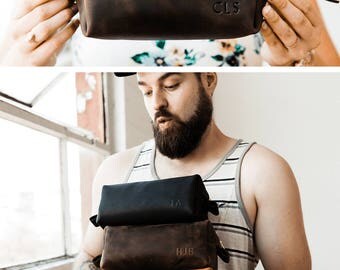 Huge SALE 50% OFF... Dopp Kit Bag Groomsmen Gift Leather Toiletry Bag with Monogram Mens Toiletry Bag Leather Custom Dopp Kit Portland