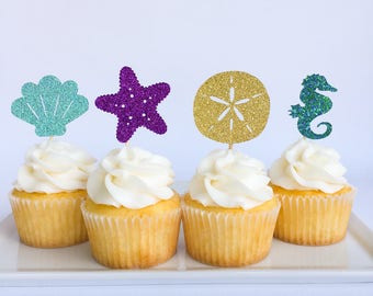 Under the sea cupcake toppers | Under the sea party | Mermaid party | First birthday | Baby Shower | Ocean party | Under the sea
