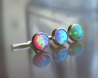 opal nose piercing - 18G 20G 22G nose stud - fire opal nose stud